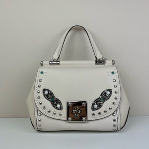 coach DRIFTER TOP HANDLE WITH WESTERN RIVETS AND SNAKE TRIM Satchel 86730 Chalk